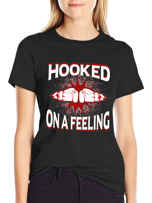 Camiseta Negra con Diseño de Boxeo Hooked on a Feeling