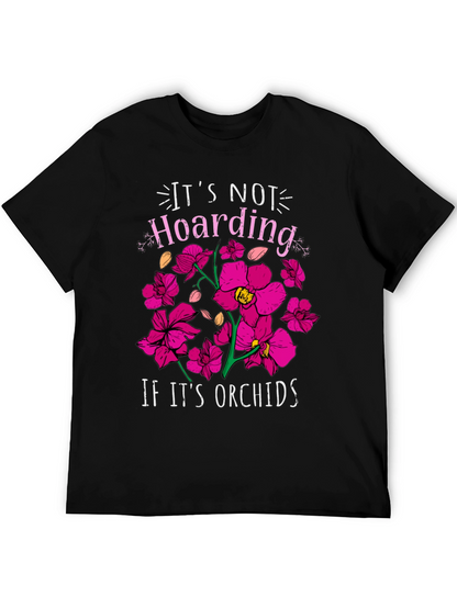 Camiseta Negra con Estampado de Orquídeas