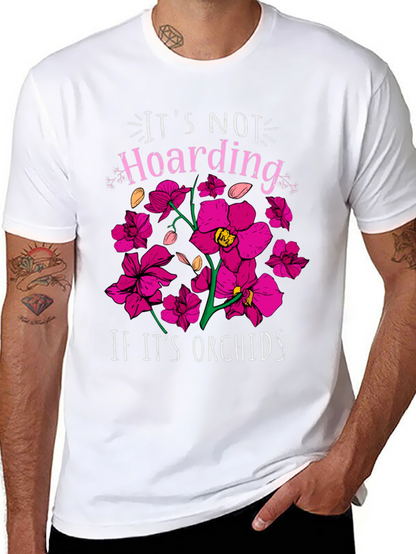 Camiseta Negra con Estampado de Orquídeas