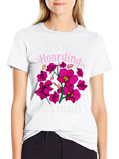 Camiseta Negra con Estampado de Orquídeas