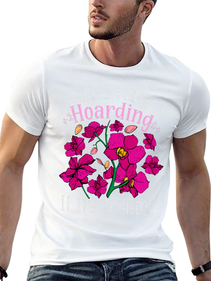 Camiseta Negra con Estampado de Orquídeas