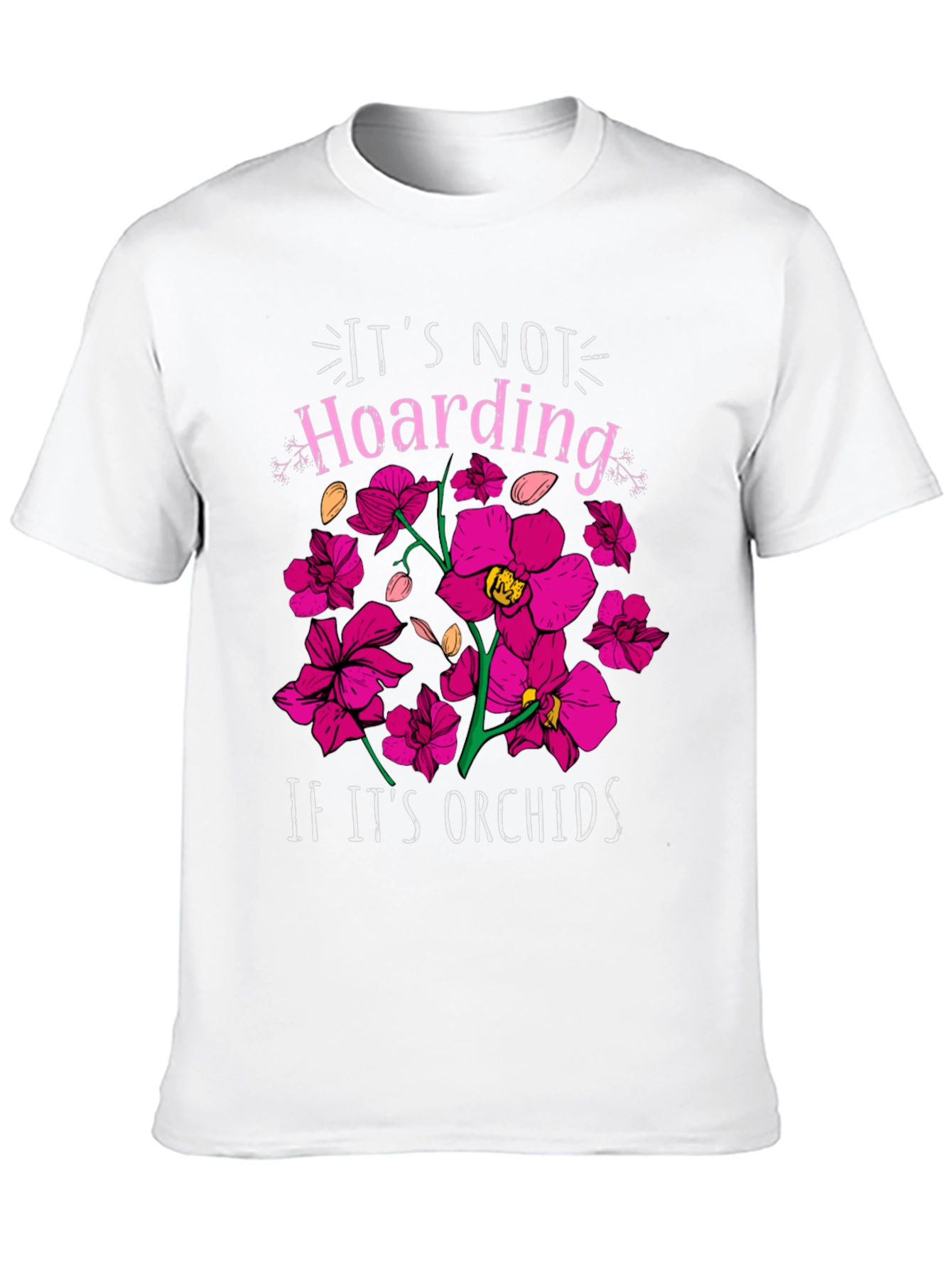 Camiseta Negra con Estampado de Orquídeas