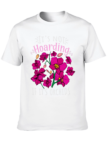 Camiseta Negra con Estampado de Orquídeas