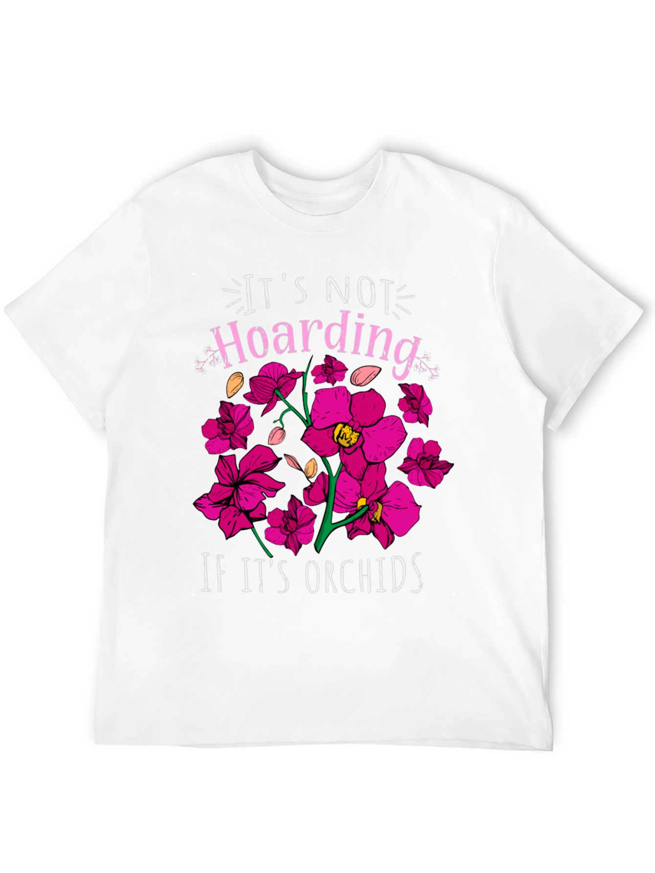 Camiseta Negra con Estampado de Orquídeas