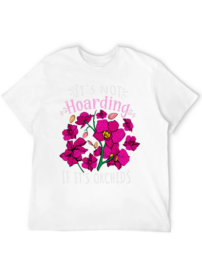 Camiseta Negra con Estampado de Orquídeas