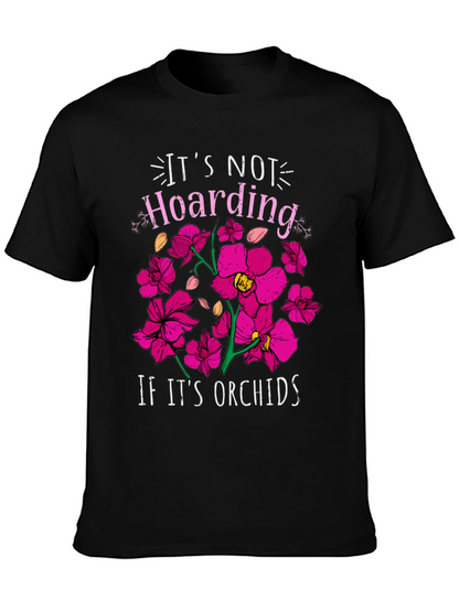 Camiseta Negra con Estampado de Orquídeas
