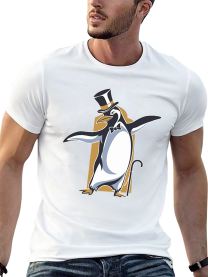 Camiseta Negra con Pingüino Elegante