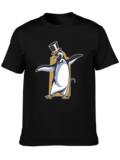 Camiseta Negra con Pingüino Elegante