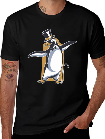 Camiseta Negra con Pingüino Elegante