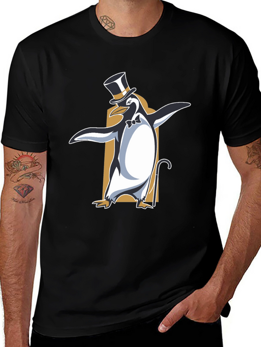 Camiseta Negra con Pingüino Elegante