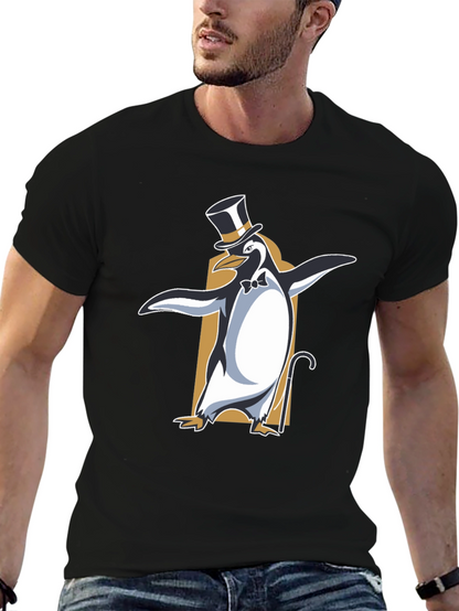 Camiseta Negra con Pingüino Elegante