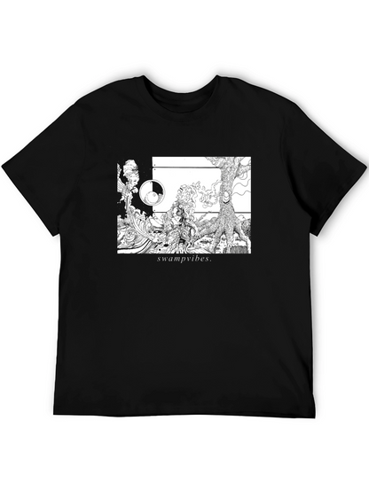 Camiseta Negra Swamp Vibes Diseño Artístico