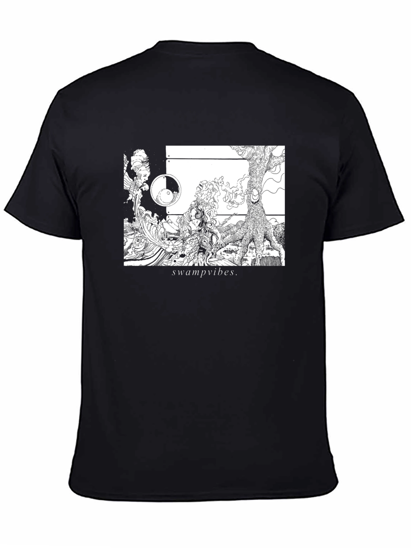 Camiseta Negra Swamp Vibes Diseño Artístico