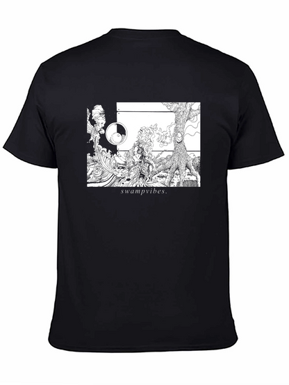 Camiseta Negra Swamp Vibes Diseño Artístico