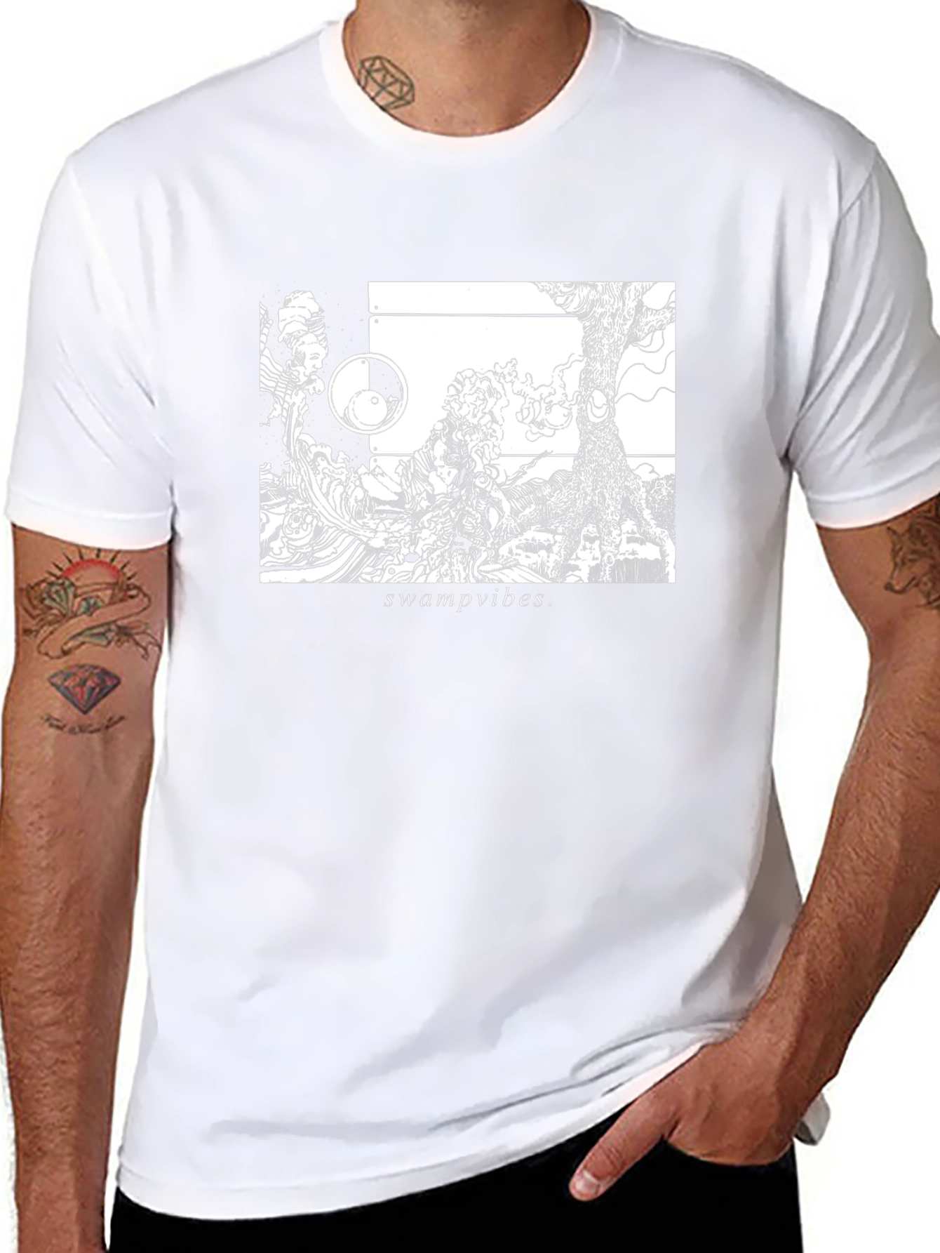 Camiseta Negra Swamp Vibes Diseño Artístico