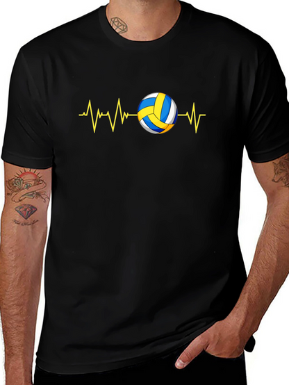 Camiseta Negra con Diseño de Voleibol