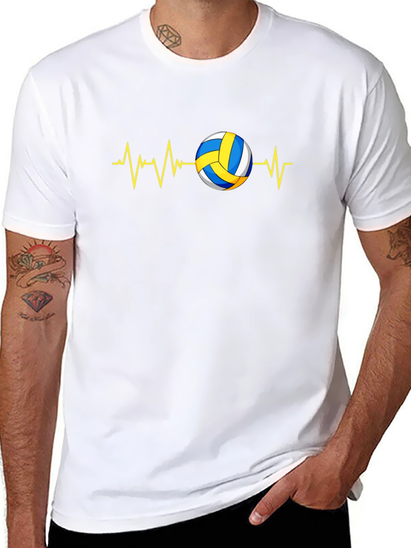 Camiseta Negra con Diseño de Voleibol