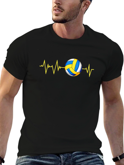 Camiseta Negra con Diseño de Voleibol