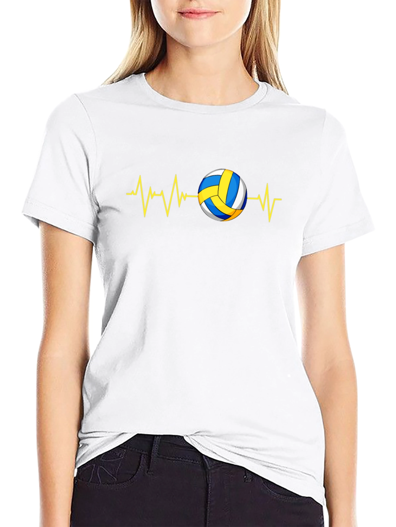 Camiseta Negra con Diseño de Voleibol