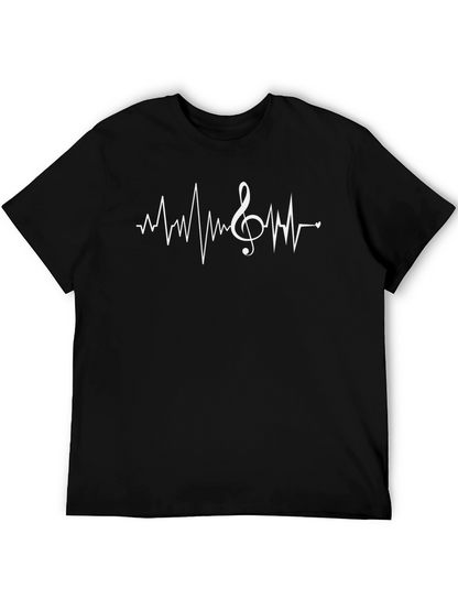 Camiseta Negra con Diseño de Latido Musical