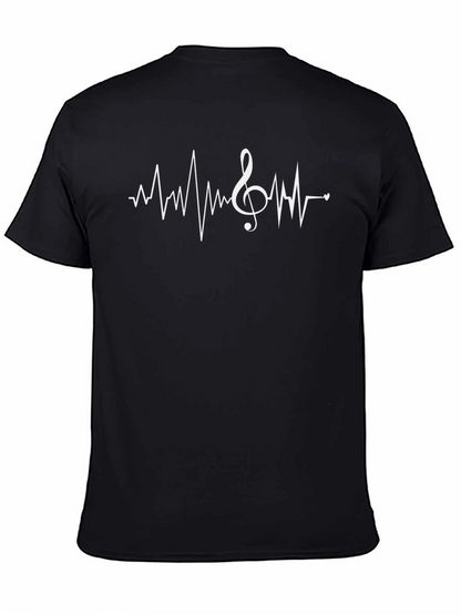 Camiseta Negra con Diseño de Latido Musical