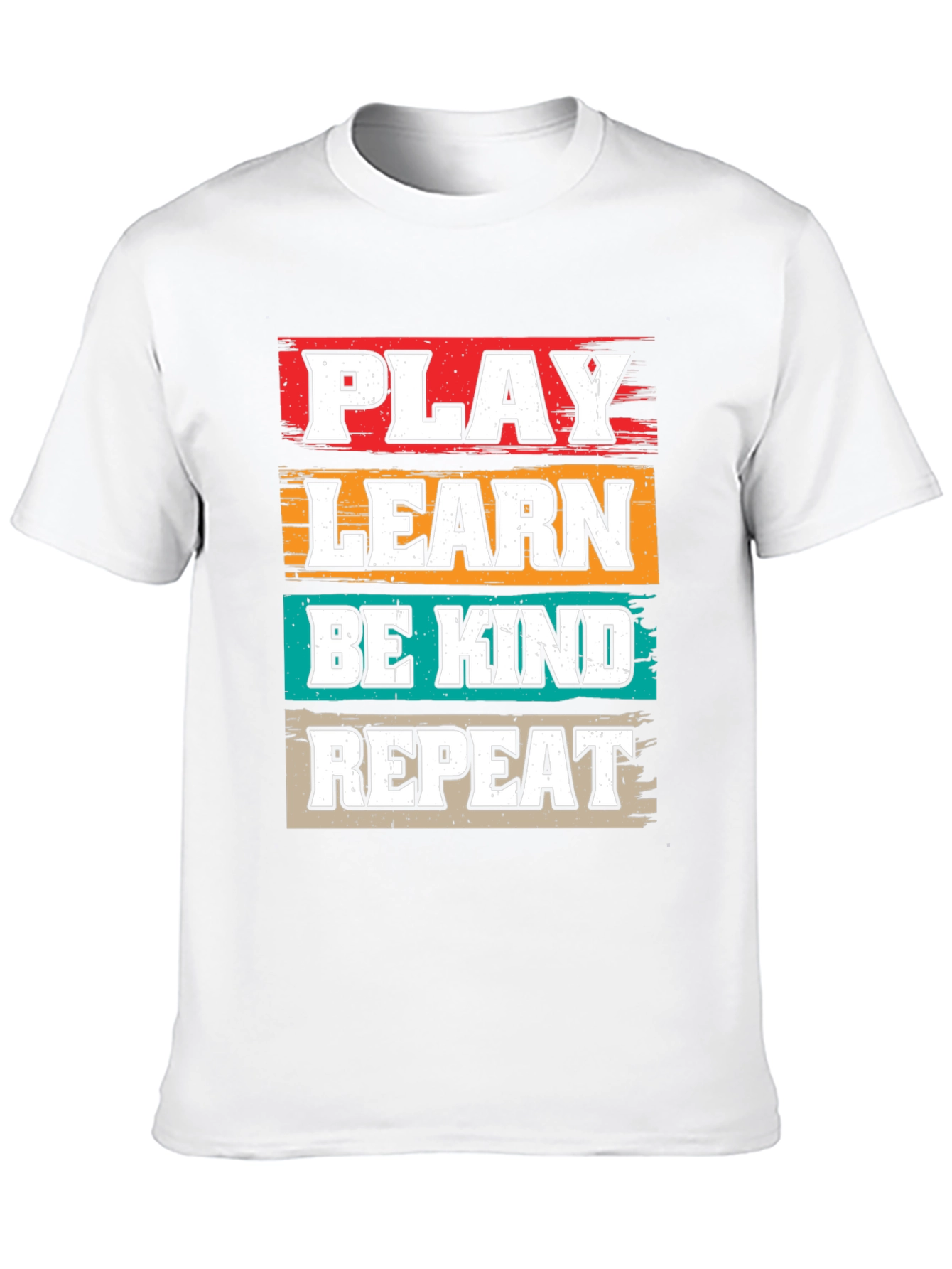 Camiseta Negra con Diseño Juega Aprende Sé Amable Repite
