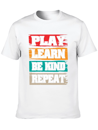 Camiseta Negra con Diseño Juega Aprende Sé Amable Repite
