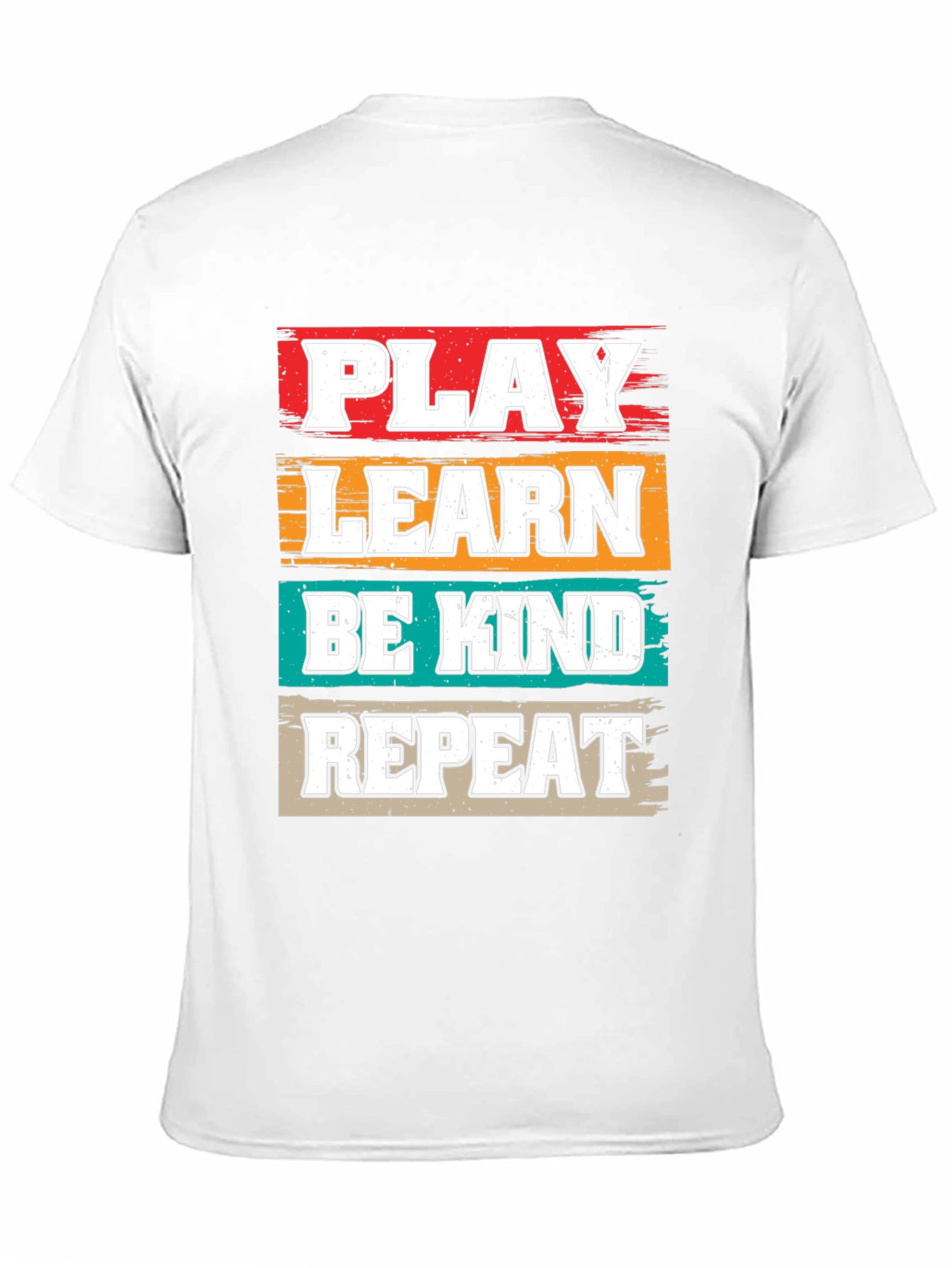 Camiseta Negra con Diseño Juega Aprende Sé Amable Repite
