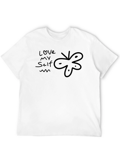 Camiseta Negra Ámate a Ti Mismo con Diseño Abstracto