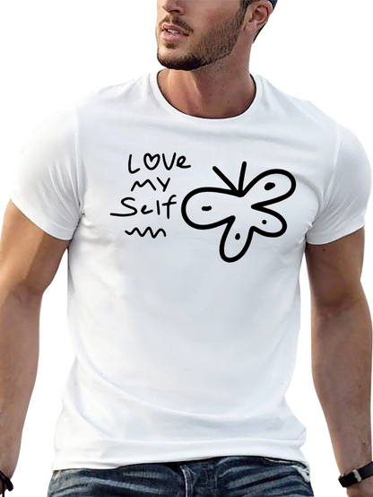 Camiseta Negra Ámate a Ti Mismo con Diseño Abstracto