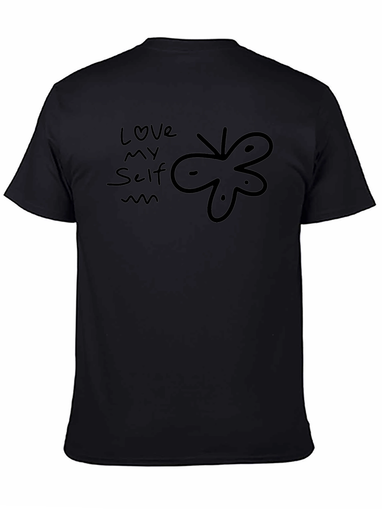 Camiseta Negra Ámate a Ti Mismo con Diseño Abstracto