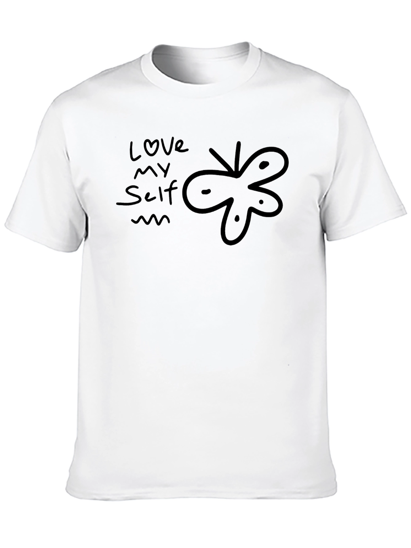 Camiseta Negra Ámate a Ti Mismo con Diseño Abstracto