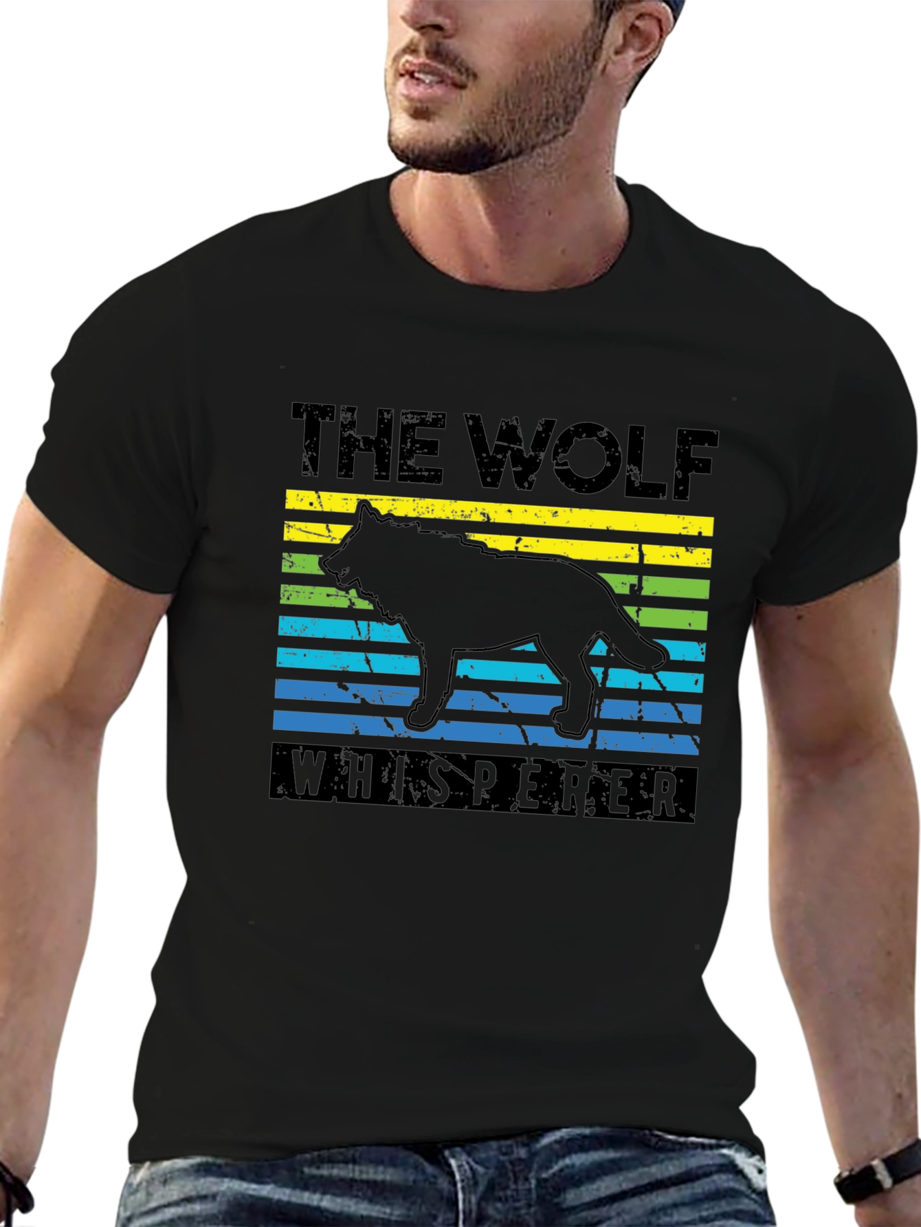 Camiseta Negra El Lobo Susurrador Diseño Gráfico