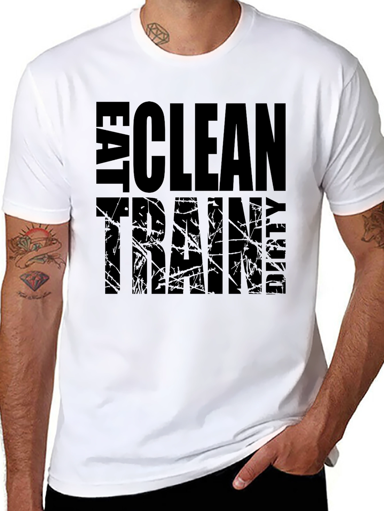 Camiseta Negra: Come Limpio Entrena - Motivación Fitness