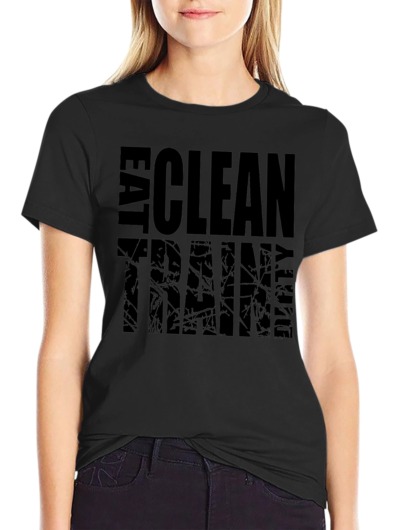 Camiseta Negra: Come Limpio Entrena - Motivación Fitness