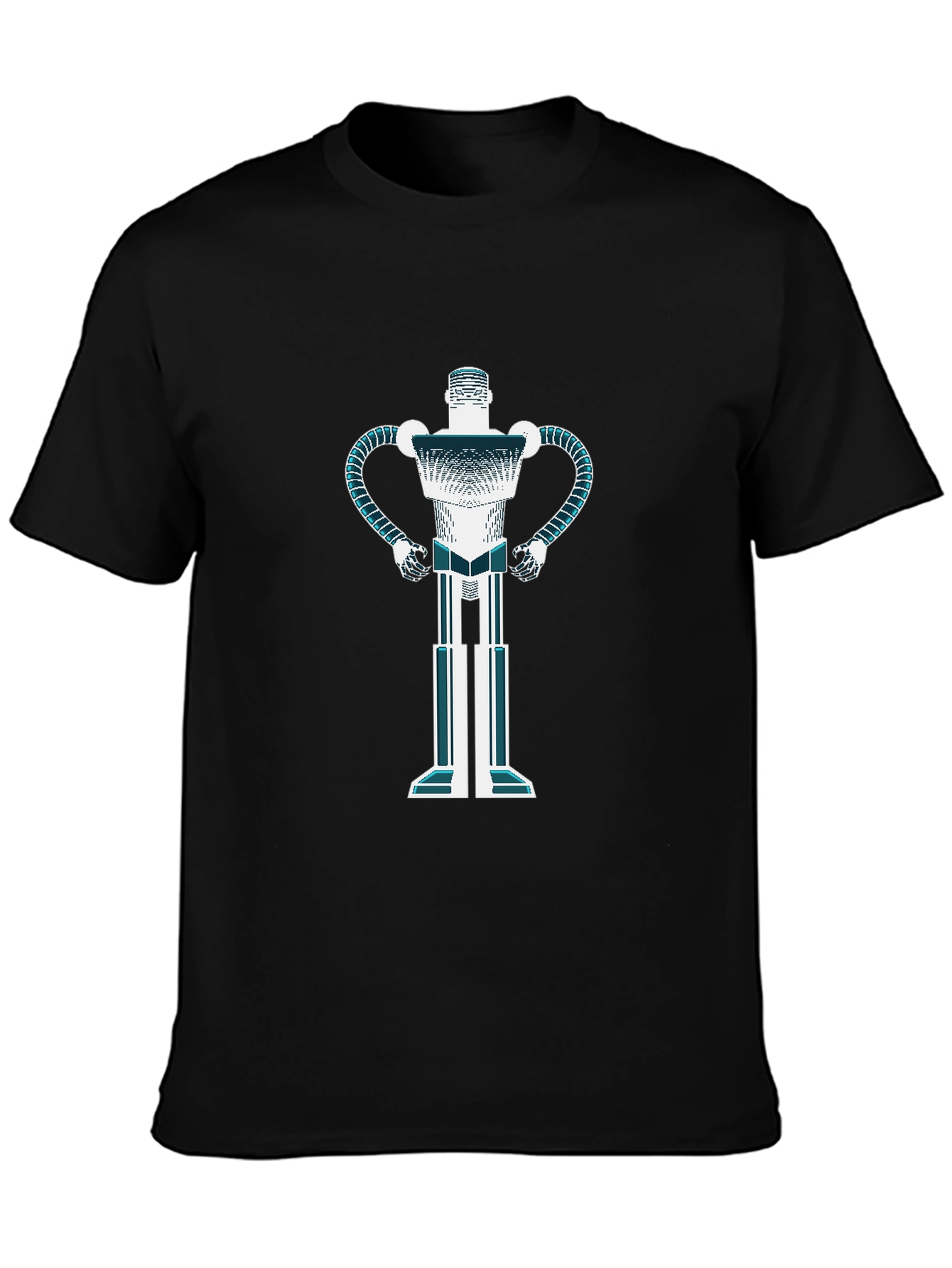 Camiseta Negra con Diseño de Robot Futurista