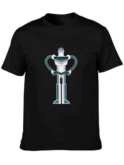 Camiseta Negra con Diseño de Robot Futurista