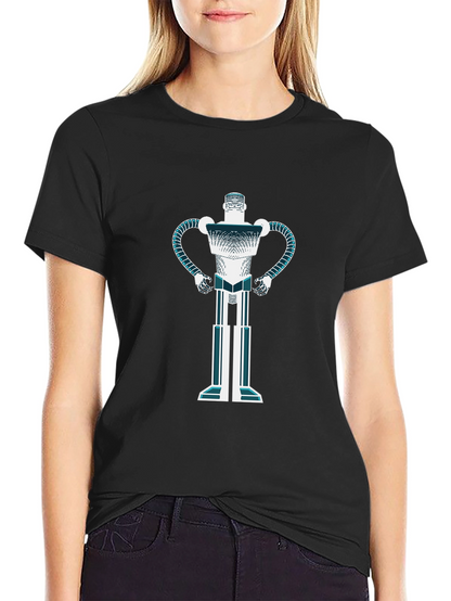 Camiseta Negra con Diseño de Robot Futurista