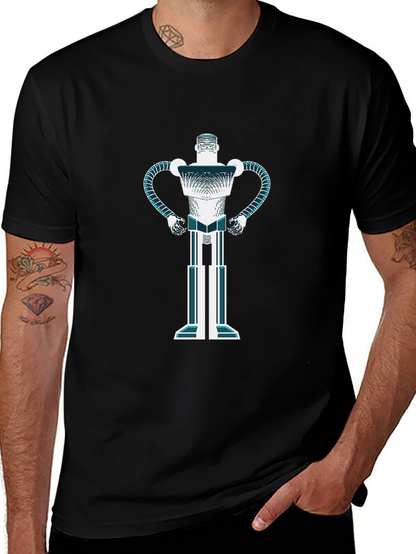 Camiseta Negra con Diseño de Robot Futurista