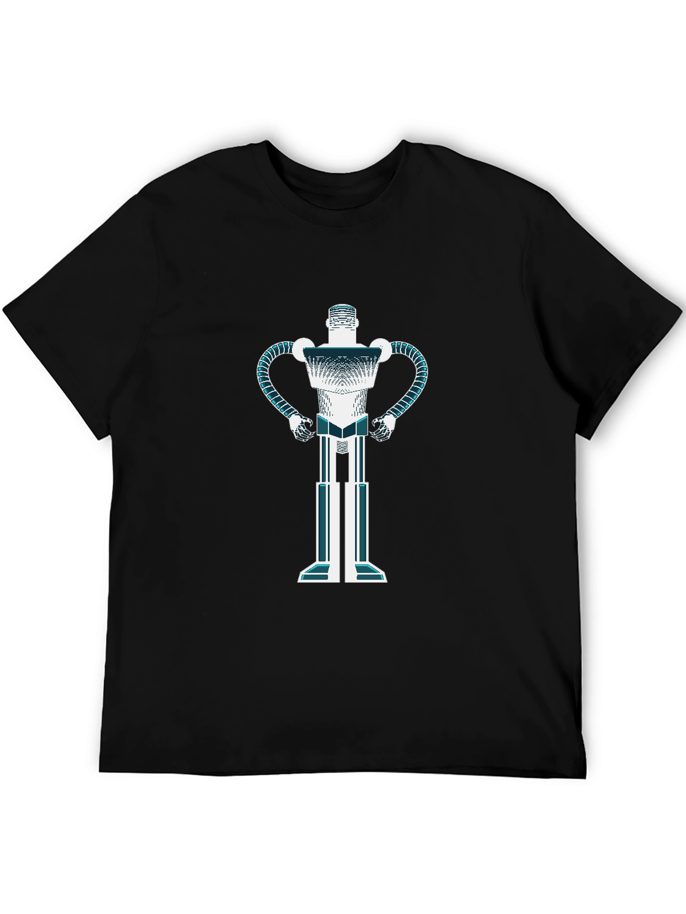 Camiseta Negra con Diseño de Robot Futurista