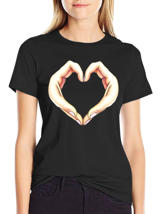Camiseta Negra con Corazón de Manos para Hombre