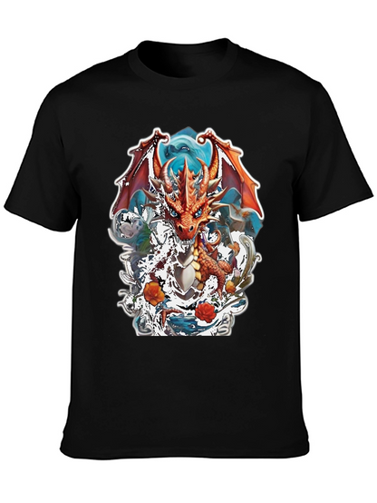 Camiseta Negra con Diseño de Dragón Fantástico