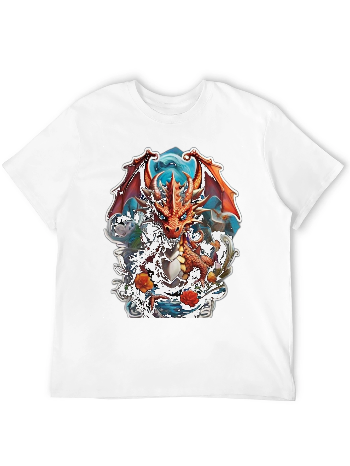 Camiseta Negra con Diseño de Dragón Fantástico