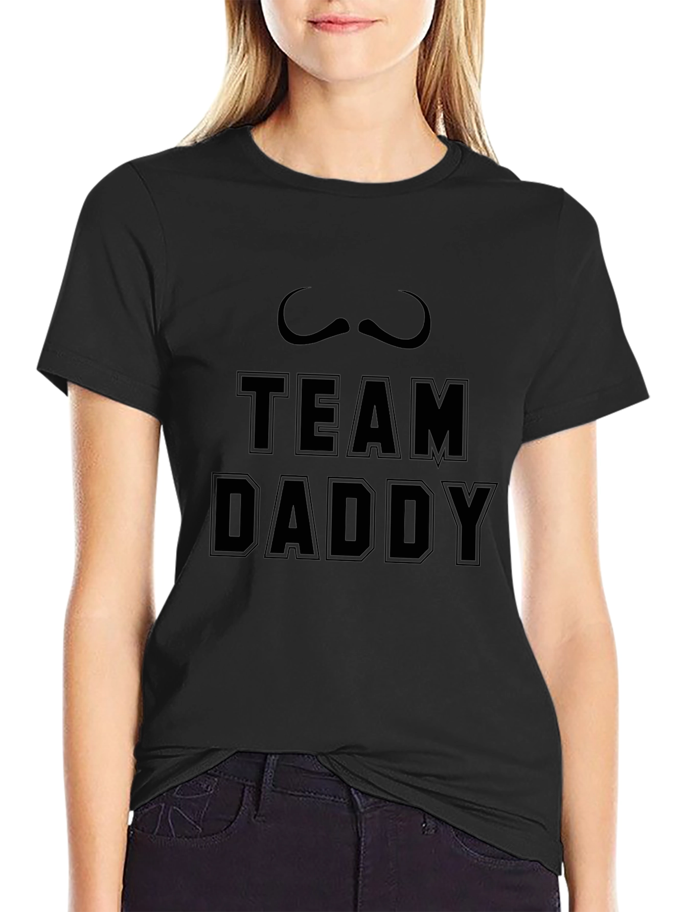 Camiseta Negra Team Daddy con Bigote - Para Papá