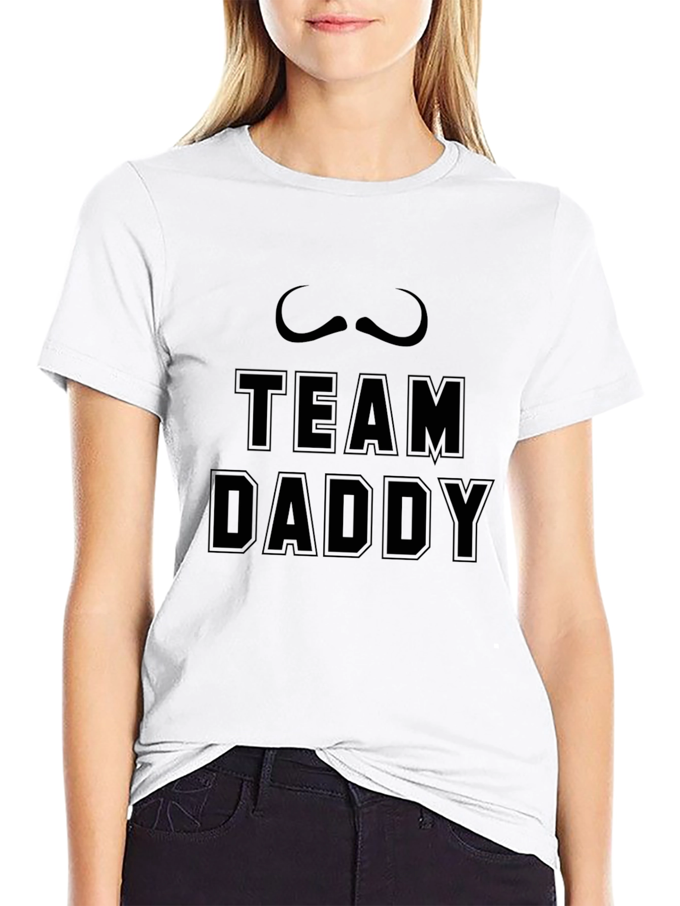 Camiseta Negra Team Daddy con Bigote - Para Papá