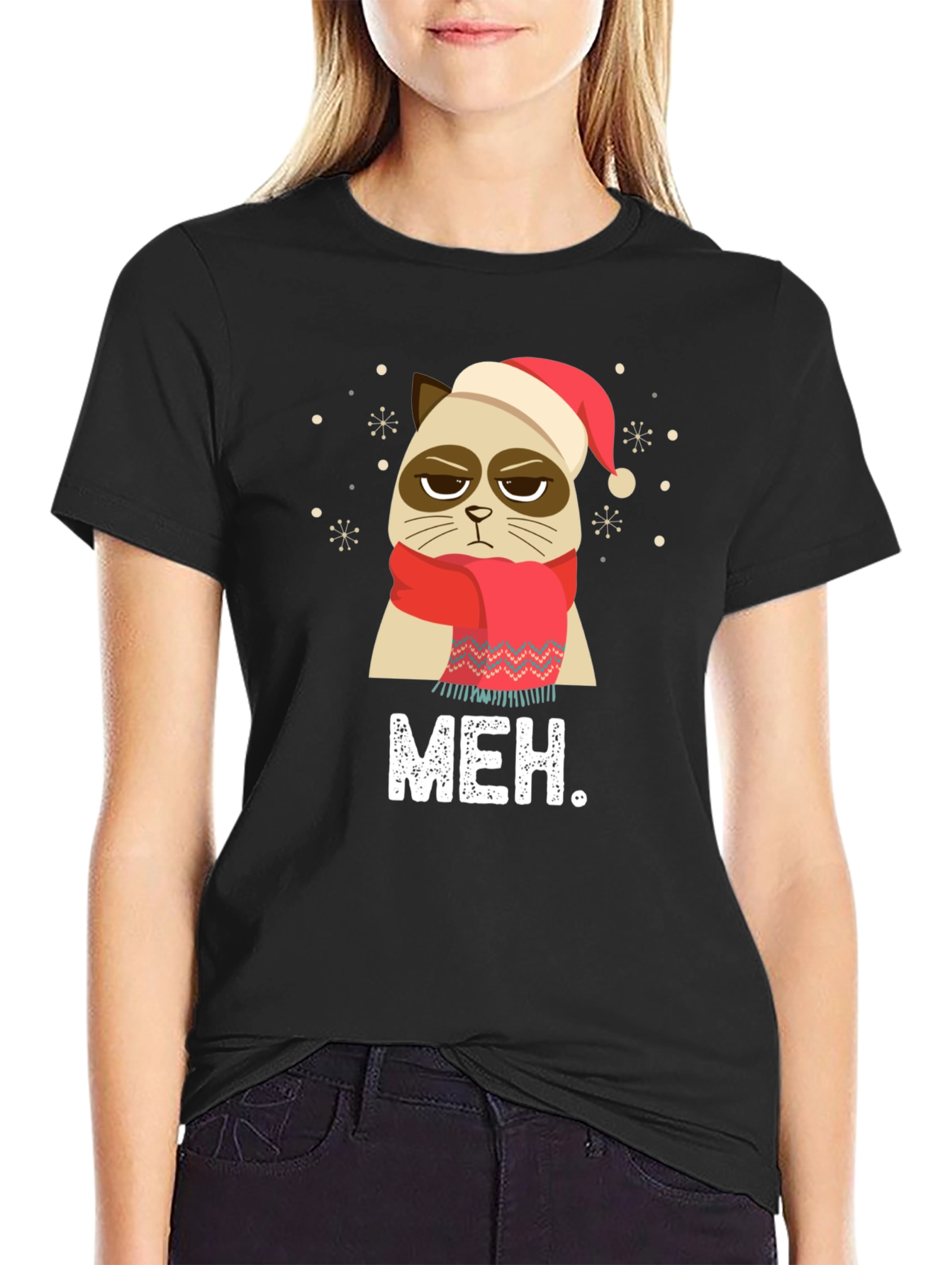Camiseta Grumpy Cat Navideña - Meh.