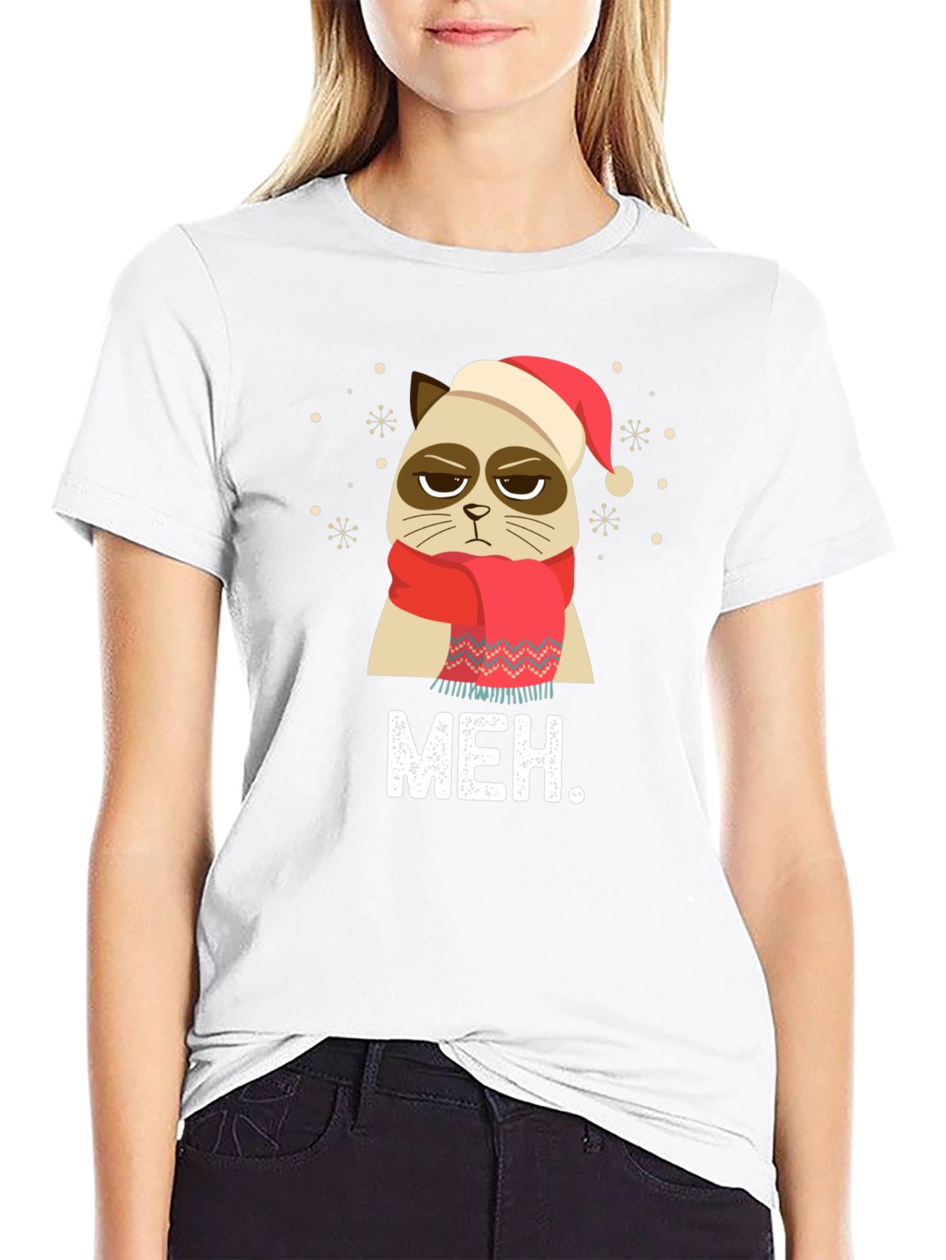 Camiseta Grumpy Cat Navideña - Meh.