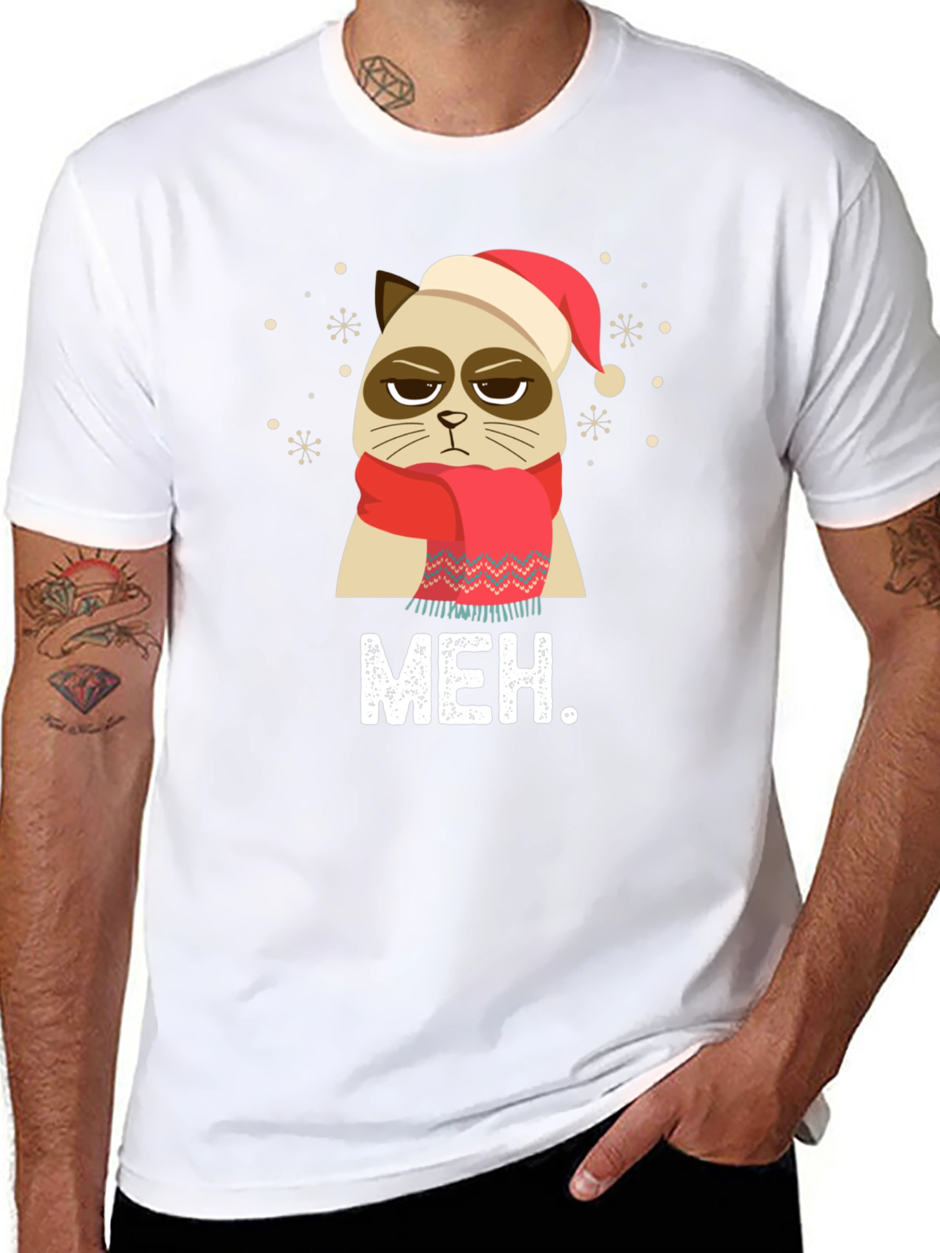 Camiseta Grumpy Cat Navideña - Meh.