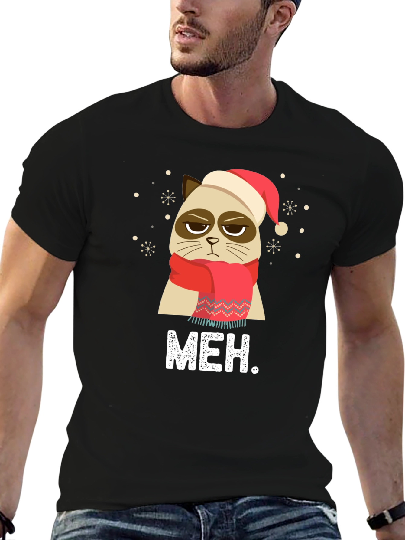 Camiseta Grumpy Cat Navideña - Meh.