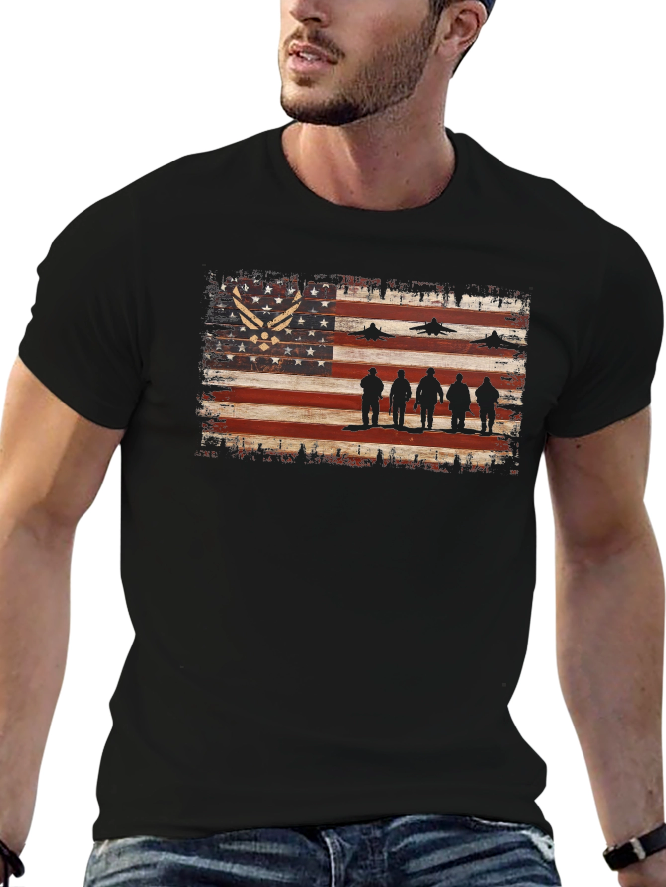 Camiseta patriótica con bandera estadounidense